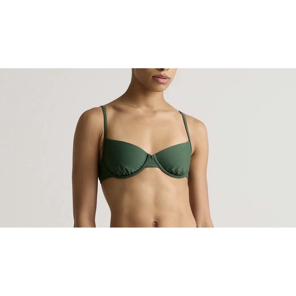 NWT Quince Palm Green Italian Demi Bikini Top Medium